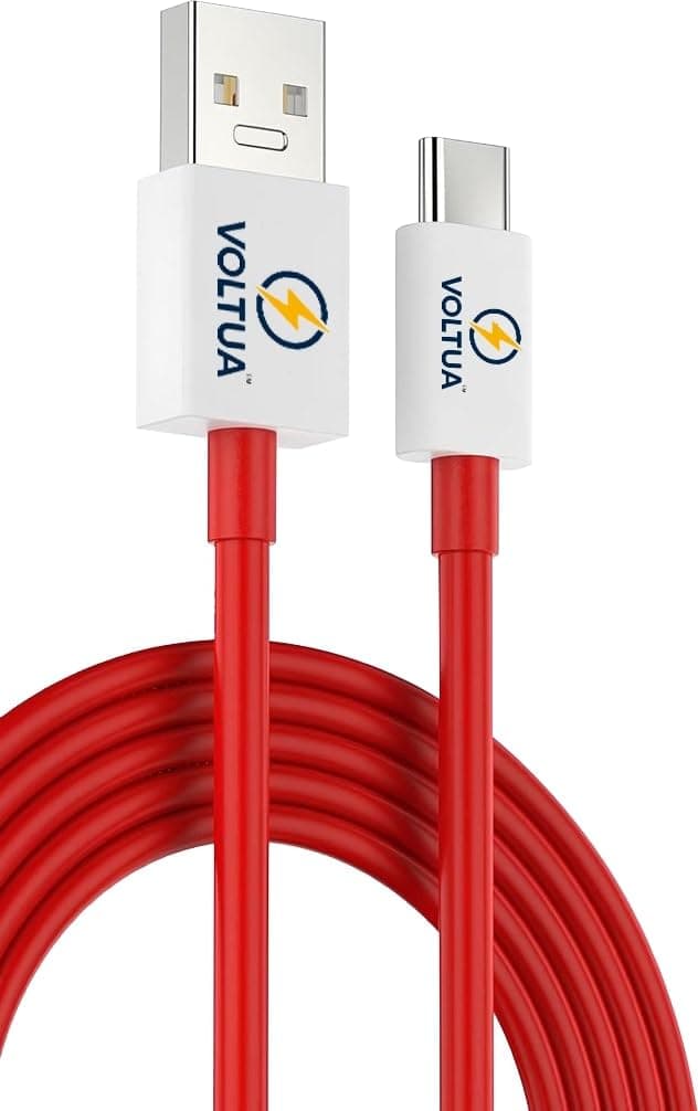 Voltua 80W SuperVOOC Warp Dash USB A to Type C Cable for OnePlus, 1M | Universal USB-A to Type-C — charges Samsung Galaxy, Realme, Oppo, iPhone 16/15, iPad, Pixel, tablets & power banks (up to 3A)