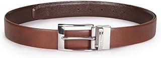 Louis Philippe Men's 100% Italian Leather Shiny Nickel Buckle Formal Reversible Belt