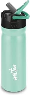 MILTON Max 600 Stainless Steel Sipper Water Bottle 500 ml, Single Walled, ISI Certified I Leak Proof Lid, Rust Proof I for School, Office, Gym I Aqua Green