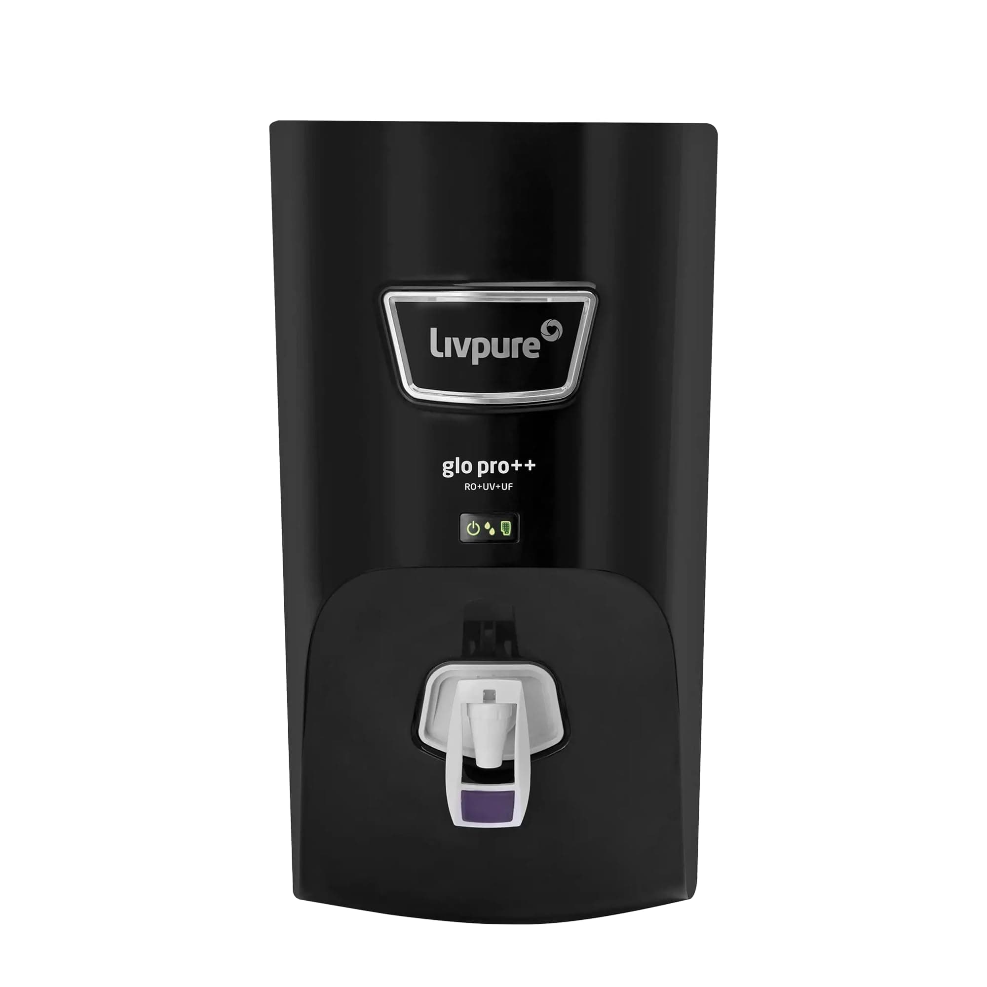 Livpure GLO PRO++ RO+UV+UF | Water Purifier for Home - 7 L Storage | Free Standard Installation | Suitable for Borewell, Tanker, Municipal Water | Black