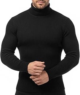 GUSTAVE Men's Casual Slim Fit Basic Tops Turtleneck Sweater Slim Fit Turtle Neck Sweaters for Men Long Sleeve Pullover Thermal Sweater