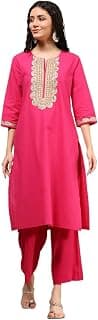 BIBA Women's Cotton Solid Straight Kurta