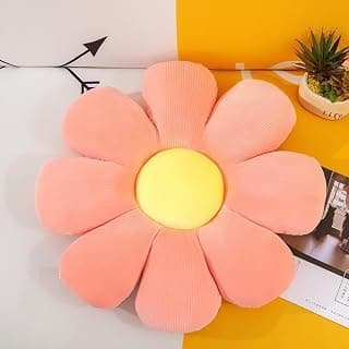 Cute Daisy Shaped Throw Pillows Cute Preppy Decorative Pillows Floor Cushion for Girls Bed Room Couch Sofa Chair Aesthetic Decor (35CM, Pink/Yellow)