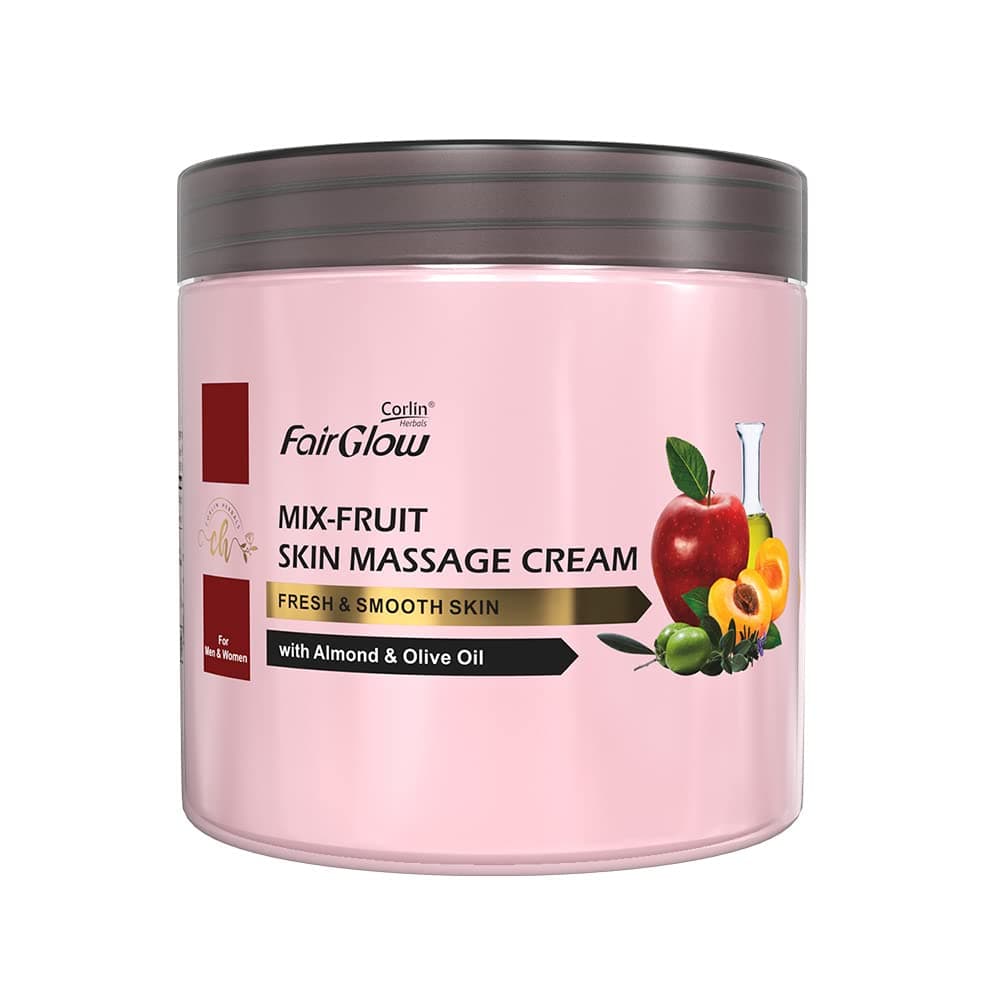 Corlin Fair Glow Mix-Fruit Skin Massage Cream with Almond & Olive Oil- 800g | For Men & Women | Body & Facial | Ideal for Daily Use