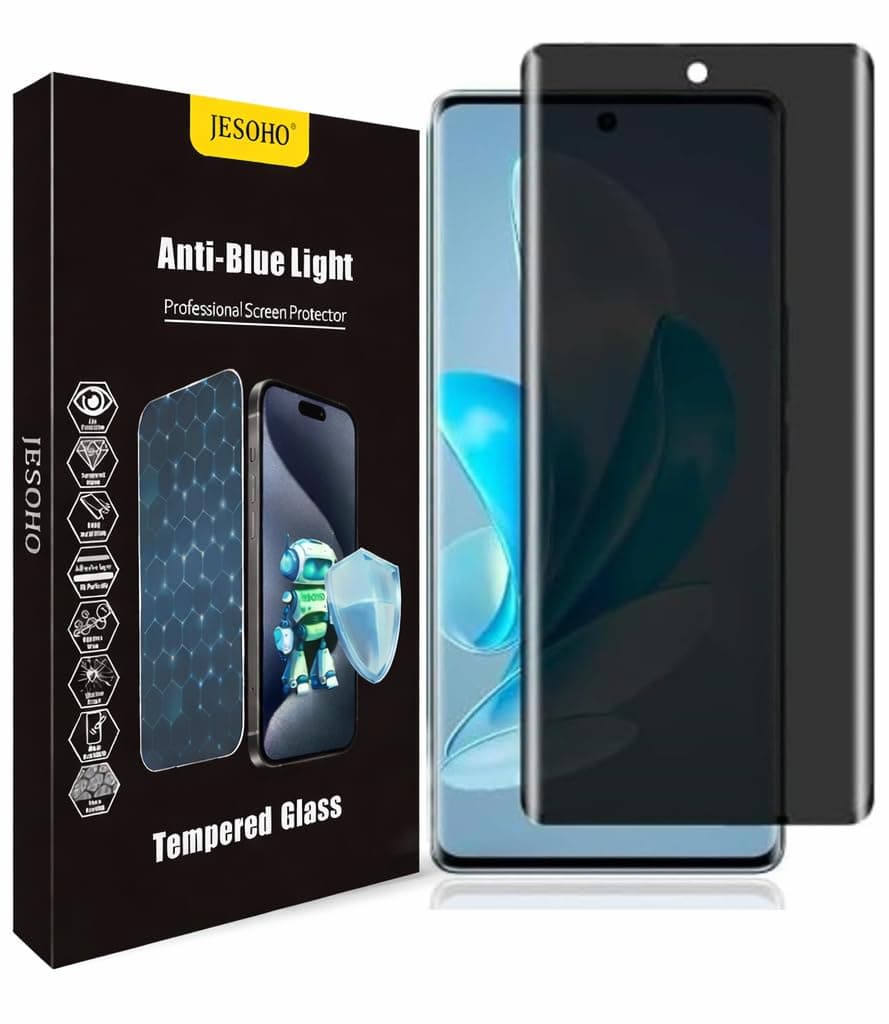 JESOHO® Privacy UV Tempered Glass for Vivo V30 / V30 Pro 5G – Edge-to-Edge Anti-Spy Screen Protector, Full HD Clarity, 9H Hardness, 100% In-Display Fingerprint Support, Bubble Free Installation