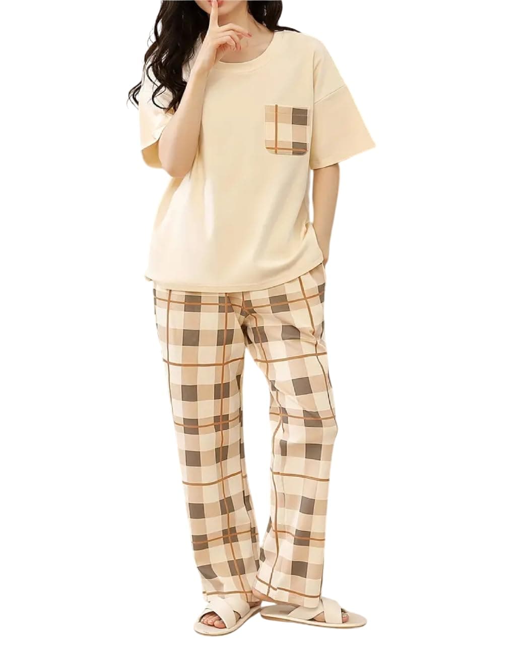 Louis Luxe Cotton Blend Womens Korean Night Dress || Full Pyjama Set ||Korean Nightsuit || Women Nightwear ||Round Neck Full Sleeve Nightsuit || Loungewear || Everyday Nightdress (ND-10)