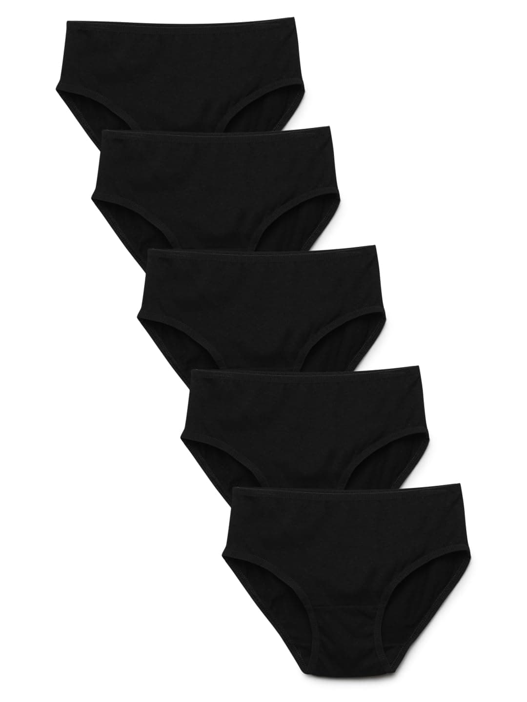 CHARM N CHERISH Cotton Girls Brief-Solid Black Color Panties for Girls-Pack of 5