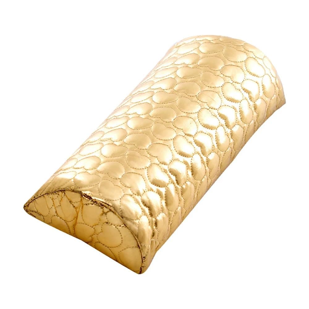 Kira Nail Oval Pillow Hand Rest for Nails, PU Leather Nail Armrest Detachable Manicure Hand Pillow Cushion Nail Art Accessories Tool for Nail Art Supplies (Women) (Gold)