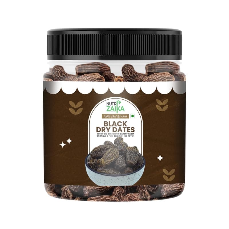 NUTRIZAIKA Black Dry Dates 1 kg | Dried Chuhara/Kali Kharak/Sukha Khajur | Rich In Iron & Fiber | Dried Black Dates Dry Fruits