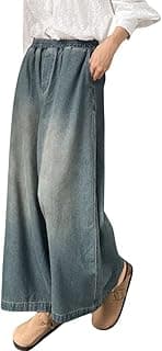 GRECIILOOKS Denim Palazzo for Womens | Jeans for Woman | Women's Relaxed Fit High Rise Baggy Jeans | Loose Fit Wide Leg Oversized Denim Jeans