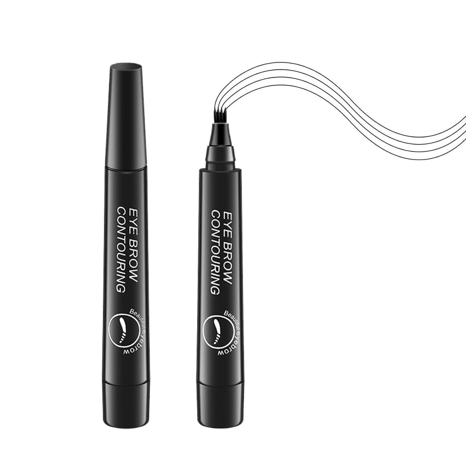 Mereava 4 Tip Eyebrow Pen Waterproof & Sweatproof | Long Lasting Brow Filler Pencil for Women | Natural Looking Microblading Brows | Black