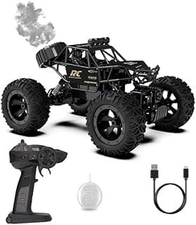 Royals hub Rock Crawler Car with Smoke Offroader Rc Car High Speed 5 Functions 1:16 RC Car with Smoke Fog Styled Climbing Monster Truck Rechargeable Remote Control Car for Kids 【Colors as Per Stock】