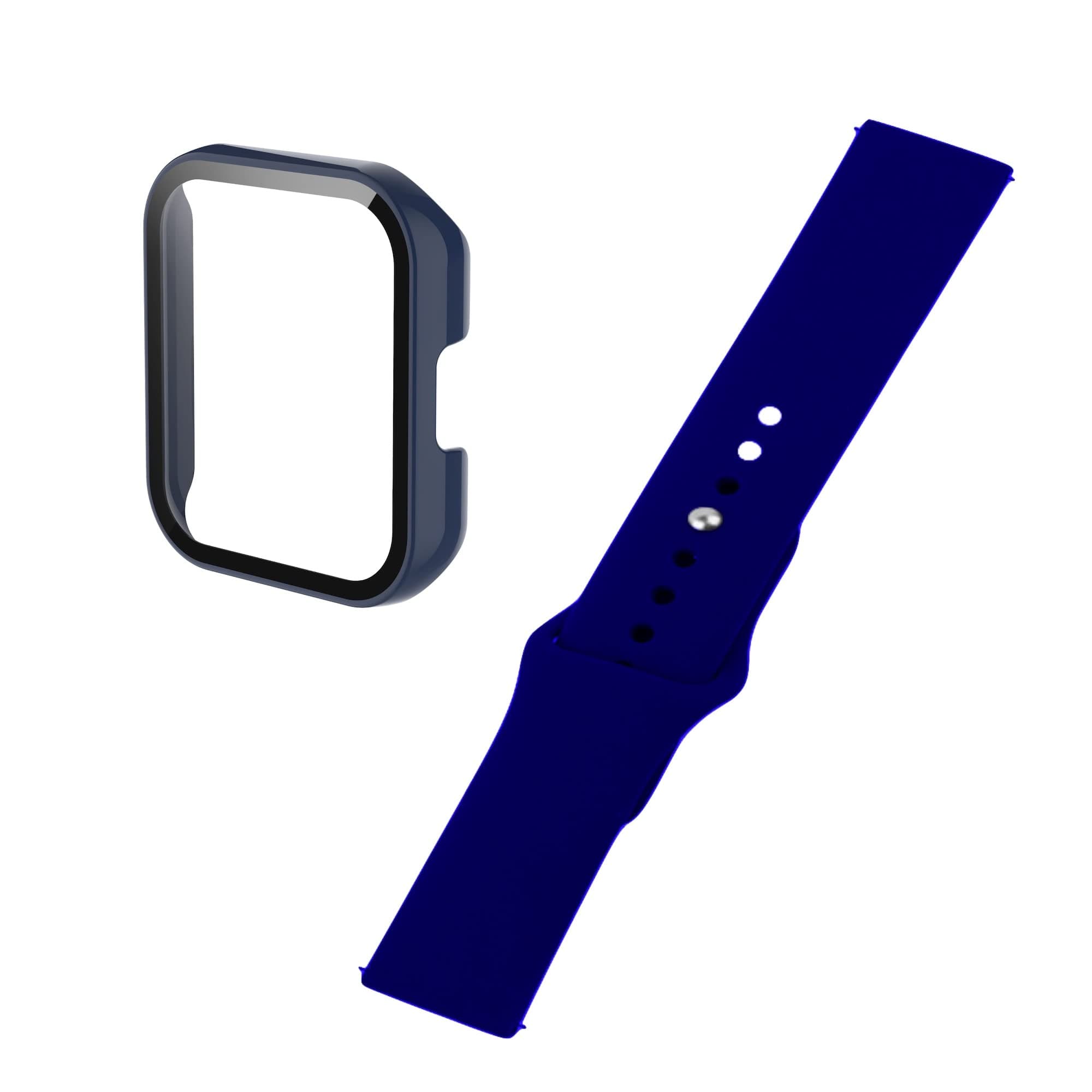 YODI (Combo Pack) for Realme Watch 2 Pro only, Case Cover with Soft Silicone Strap, Screen Protector Watch Cases Anti Scratch 360 Degree Full Bumper Cover Shockproof (Combo Pack) (Blue-Blue)