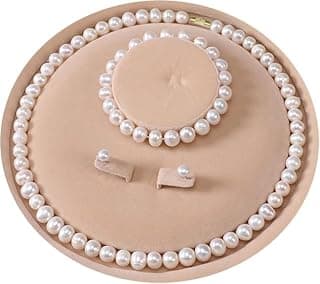 White Pearl Necklace For Women Motimala With Matching Studs Earrings & Bracelet Stylish Moti Choker Jewellery Set for Women & Girls Set of 1 (Length 16 Inches, Moti Beads Size: 8mm)