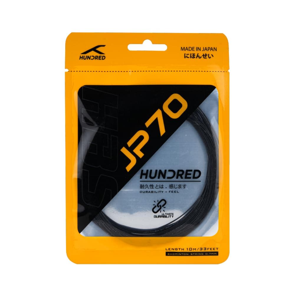 Hundred JP 70 Badminton String | Versatile Power & Control | Durable Synthetic Gut | Comfortable Shock Absorption | Reliable Tension & Playability