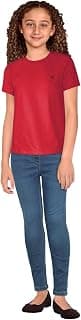 Allen Solly Girls' Cotton Crew Neck T-Shirt | Small Stag Logo | Solid | Soft Comfortable Feel | Everyday Kids Wear