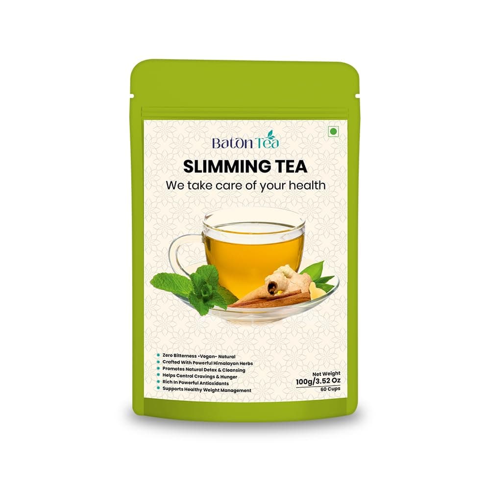 Baton Slimming Green Tea 100g Packet | 18 Natural Herbs for Weight Management & Detox | Supports Metabolism, Fat Burning & Digestive Health | Zero Sugar | For Men & Women | Pack of 1