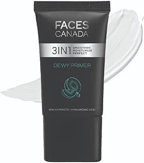 FACES CANADA Dewy Primer, 30g | Blurs Imperfections | Flawless Dewy Base | Lightweight Hydrating Creamy Texture | Smoothens & Moisturizes Skin | Hyaluronic Acid, Vitamin C & E | No Alcohol & Parabens