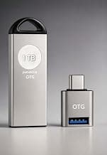 1TB Portable USB Flash Drive with OTG Adapter - High-Speed Data Storage & Transfer for Smartphones, Tablets, and Laptops - Sleek Metallic Design