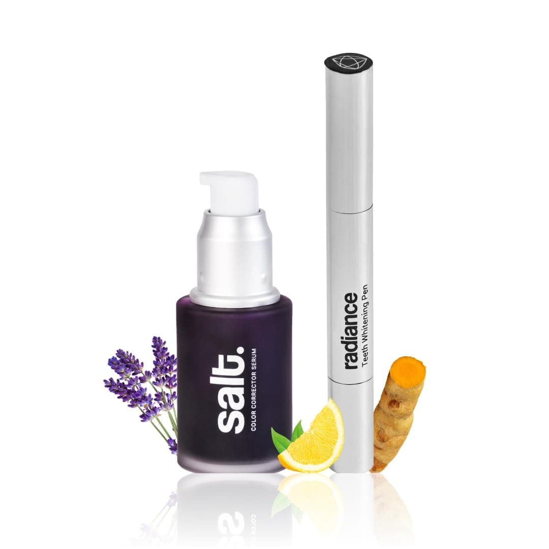 Salt. Oral Care Teeth Whitening Combo | Aura Purple Color Corrector Serum & Radiance Whitening Pen | Instantly Brightens & Reduces Yellow Tones | With Lemon Peel, Aloe Vera & Lavender Mint | Vegan & SLS-Free