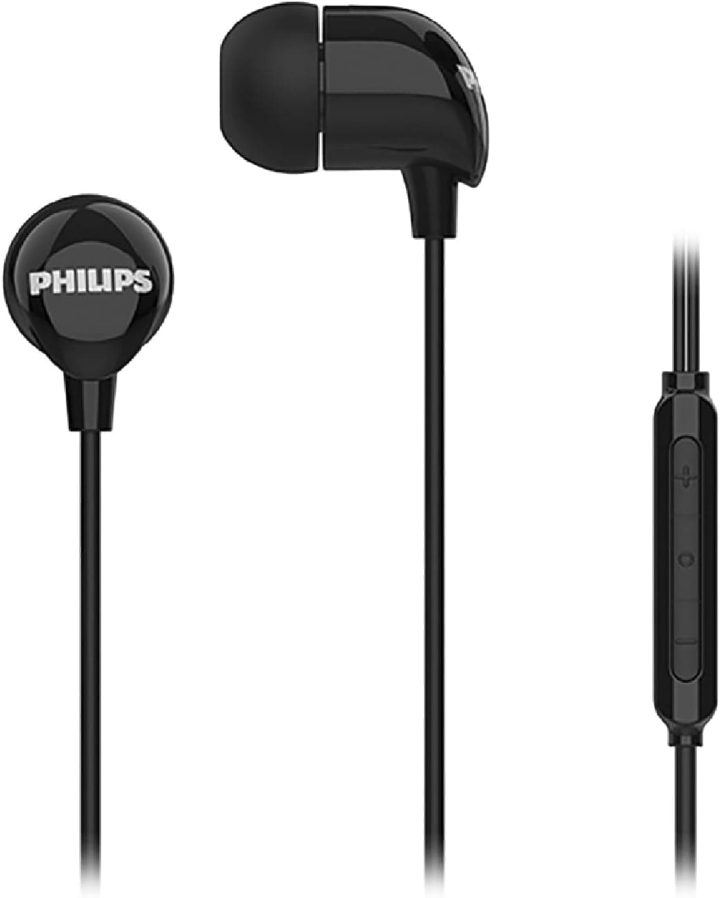 Philips TAE2146BK in-Ear Wired Headphones with USB-C Plug, 10mm Drivers for Deep Dynamic Bass and Clear Sound, in-Line Mic with Call Button, 3 Interchangeable Ear Caps, 1.2m Durable Cable (Black) | 10mm Drivers, Deep Dynamic Bass, In-Line Mic with Call Button, 3 Interchangeable Ear Caps, 1.2m Durable Cable