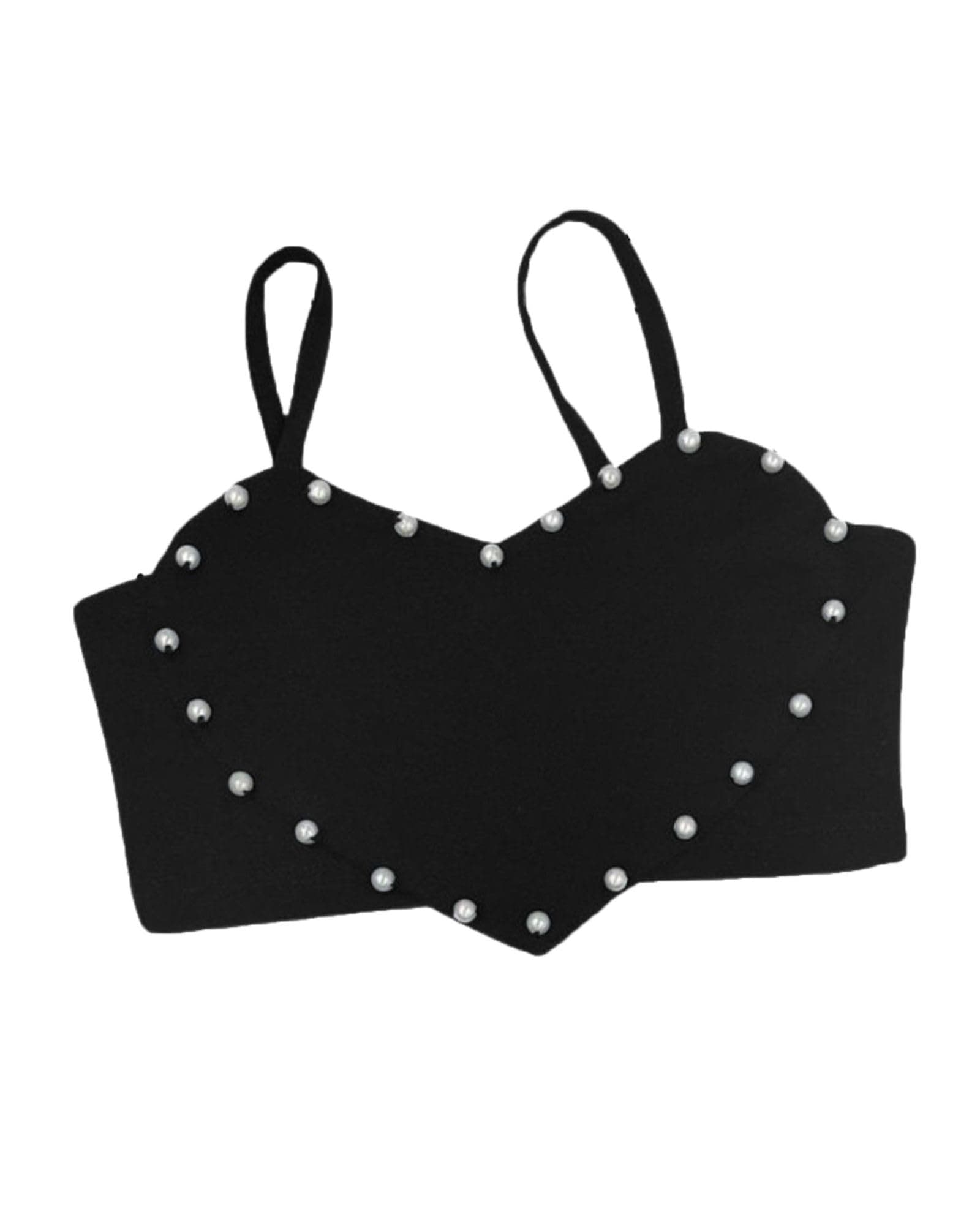 ADDYVERO Girls/Kids Solid Heart Shape with Pearl Shoulder Strap Regular Fit Girls Cami Top