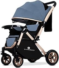 StarAndDaisy Baby Strollers / Pram For 0-3 Years Girl & Boy With Foldable Design, Food Tray, 4 Wheel Suspension, Adjustable Seat, 5 Point Safety Belt, Light Weight & Convenient (Blue)