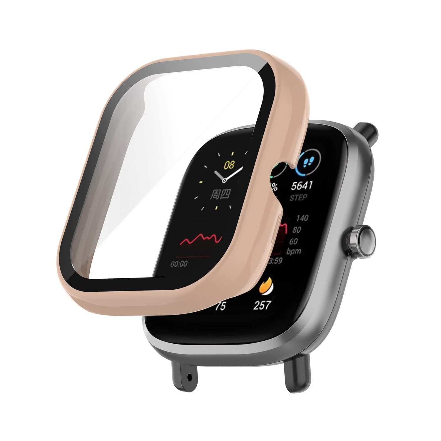 OBOE Screen Protector Case Compatible with Amazfit Bip U/Bip U Pro Watch Shockproof Thin Bumper Cover Protector (Cherry Blossom Pink)