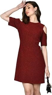 Zink London Women's Red Shimmer Regular Short Dress