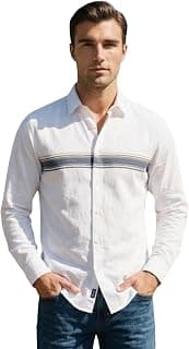 Louis Philippe Men's Slim Fit Made Using BCI Cotton, Brushed Twill, Soft Fabric Full Sleeve Engineered Stripe Casual Shirt