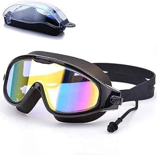 Anti Fog Swimming Goggles with UV Protection Wide Vision Clear Lens Leakproof Silicone Swim Glasses with Adjustable Strap and Protective Case for Men Women Kids Pool Training Outdoor Swimming