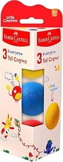 Faber-Castell Kindergarten Ball Crayons for Toddlers & Preschool Kids | Easy Grip Non Toxic Jumbo Coloring Crayons for Early Learning, Drawing, Scribbling & Art Activities | 3 Bright Shades