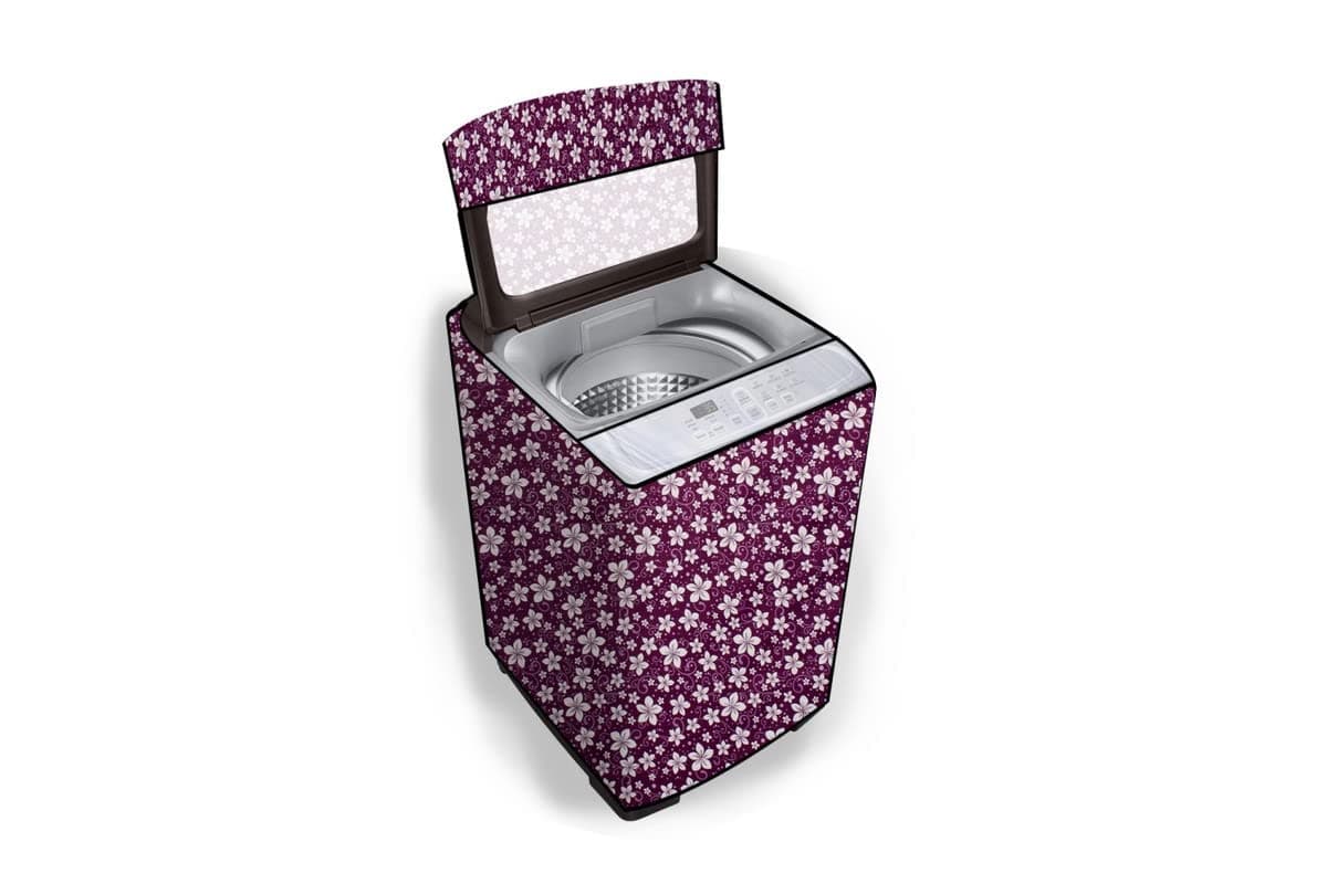 Stylista Fully Automatic Top Load Washing Machine Cover Compatible for 9 kg to 10 kg & Above Floral Pattern Purple (HxWxD) 41x26x27 Inches