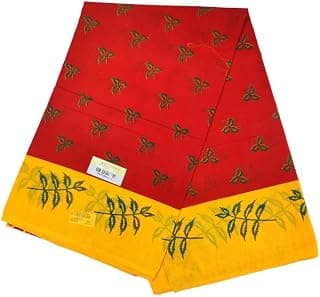 AMBIKA STORES & READYMADES AMBIKA STORES Women's Poly Cotton Printed Mazhai Vaanam Om Skathi Saree, Amman Swamy, Women Saree with Unstitched Blouse Piece