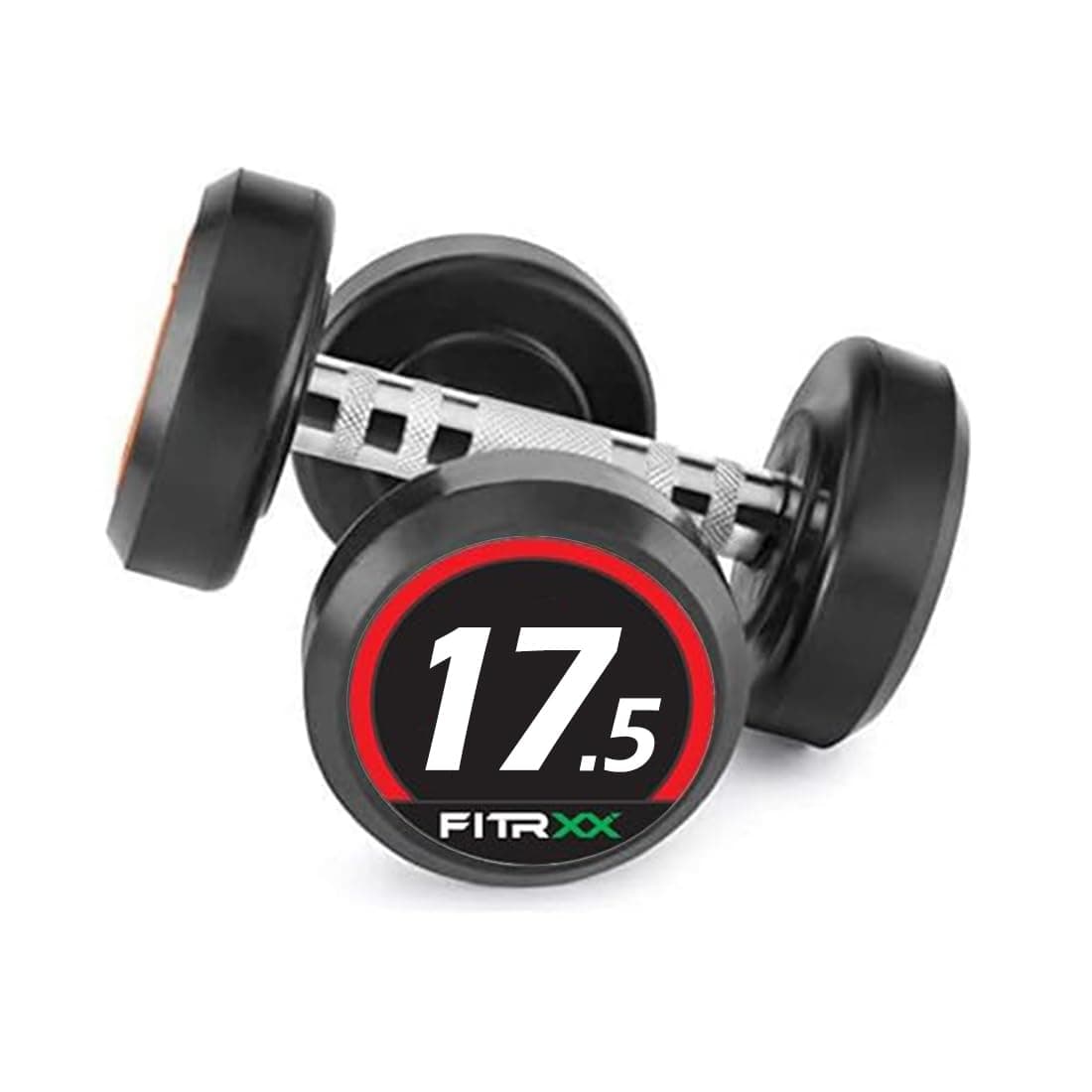 FITRXX Bouncer Dumbbells for Gym & Home Use - Stainless Steel Dumbbells for Men & Women - Cast Iron & Rubber Coating | Wide Grip & Premium Looks | Set of 2| BLACK Bouncer 17.5 KG Dumbell Sets