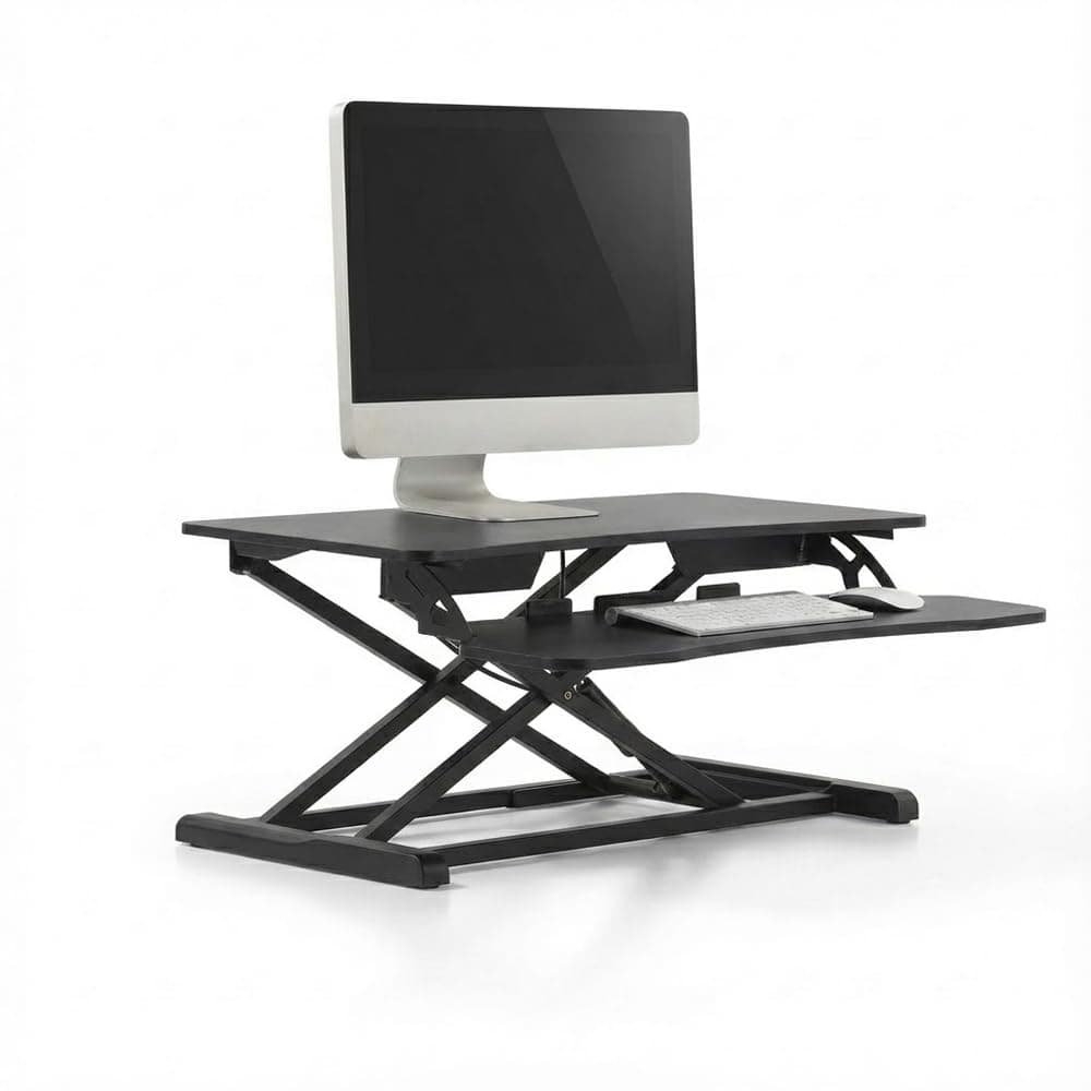 TARKAN Standing Desk Converter, Height Adjustable Workstation, Hydraulic Sit Stand Desk Riser (65cmx40cm TableTop, 50cm Height) (Black)