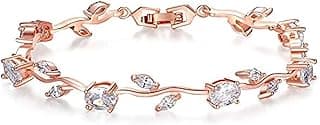 Shining Diva Fashion Trendy Stylish 18k Rose Gold Floral Tulip Bangle Bracelet for Women & Girls