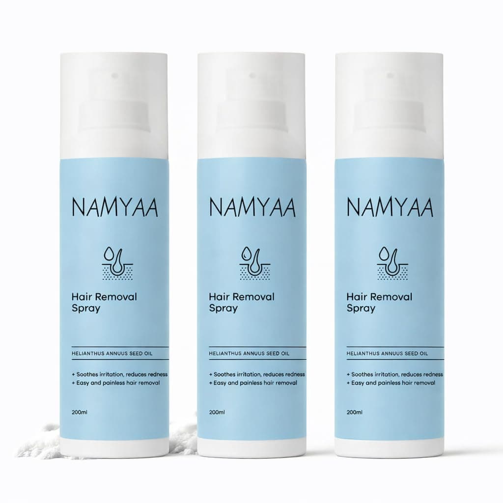 Namyaa Women Hair Removal Cream Spray | Painless Body Hair Removal for Legs, Underarm & Bikini line Spray (3), 3 Count