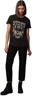 ONLY Women's ONLLUCY Life REG S/S Western TOP Box JRS T-Shirt, Black/Print: