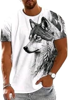 Generic Men Cotton Wolf Printed T Shirt | Round Neck Half Sleeve Casual T-Shirt for Men | Regular Fit Graphic T Shirt