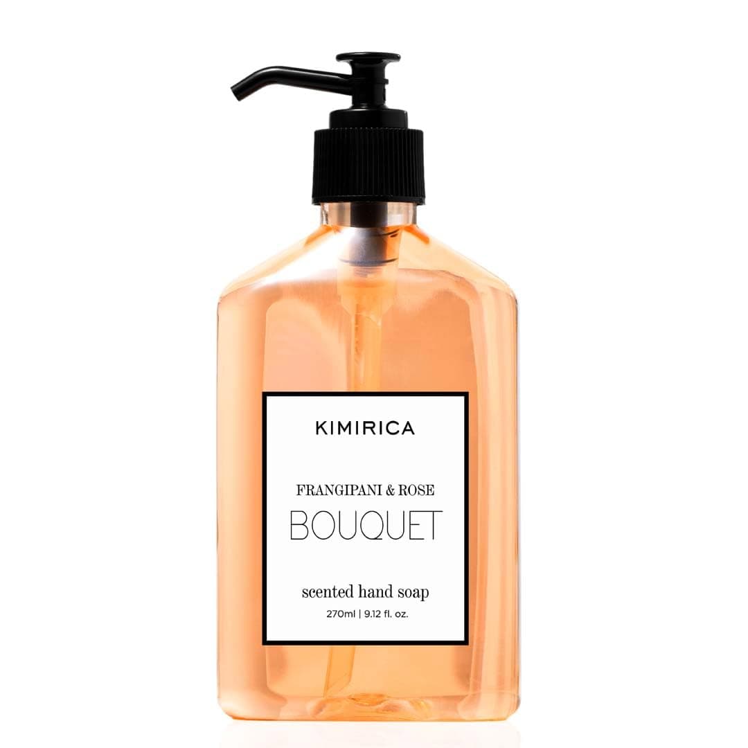 Kimirica Bouquet Luxury Hand Wash | Frangipani and Rose | Skincare Moisturizing | Antibacterial Formula | 100% Vegan & Paraben Free | 270 ml