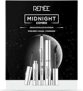 RENEE Midnight Combo | Kajal + Eyeliner + Mascara | Long Lasting | Smudge-Proof | Easy to Use Makeup Kit Set | Highly Pigment | Darkest Black | Vitamin E Infused | Travel-Friendly | Ideal for Gifting | Wedding