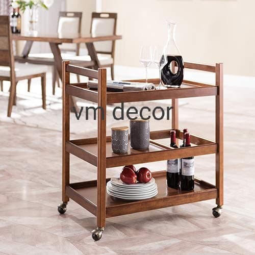 VM DECOR 3-Tier || Premium Metal Kitchen Serving Trolley with Wheels|| Barcart Trolley, Serving Trolley, Utility Cart with Wheels for Kitchen, Dining Room, bar or Living Room