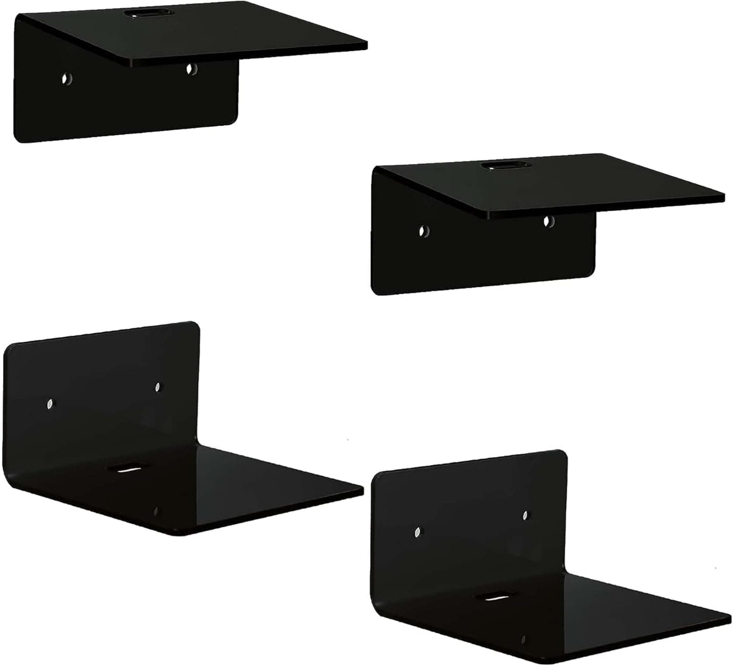 feeling well Acrylic Wall Shelves Display Ledges for Storage & Decoration, Small Floating Shelf for Wall with Easy to InstallationShelf Display Ledges (4, Black)