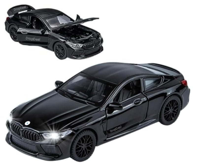 DropDeal® 1:32 BMW M8 Sport Metal Model Toy Car Big Size Diecast with Openable Doors Light Sound Pull Back Features for Play & Gift or showpiece & Collection. (Black)