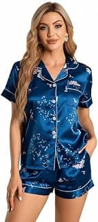 Night Suit for Women with Short Sleeve Button-Down Top with Shorts Dress for Woman,Night Dress for Woman, Two-Piece Loungewear Set