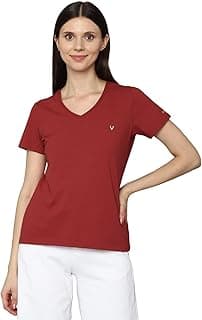 Allen Solly Women’s V‑Neck T‑Shirt | Comfortable Fit, Soft Fabric, Effortless Daily Styling