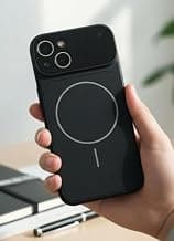 Converter Case for iPhone 15, Black Silicone Slim Fit Cover with MagSafe Compatible Magnetic Ring and Camera Protection
