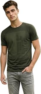 Louis Philippe Men's Slim Fit Signature Graphic Print Premium Breathable Cotton, All Day Comfort Half Sleeve Crew Neck Tshirt