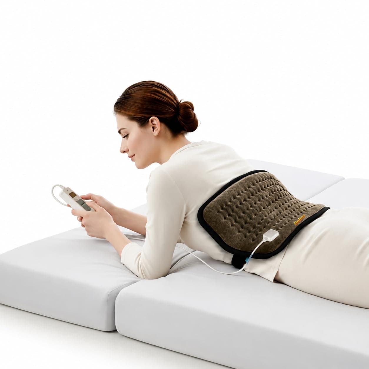DOLTAS Electric Heating Belt for Pain Relief | Heating Pad for Back, Shoulder, Knee & Abdomen | 3 Heat Settings with Auto Shut-Off | Soft & Comfortable for Men & Women | (Black & Brown)